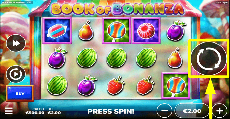 Book Of Bonanza Spin Button