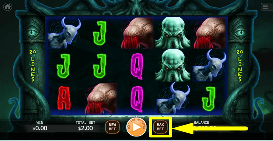 Book Of Cthulhu Max Bet Button