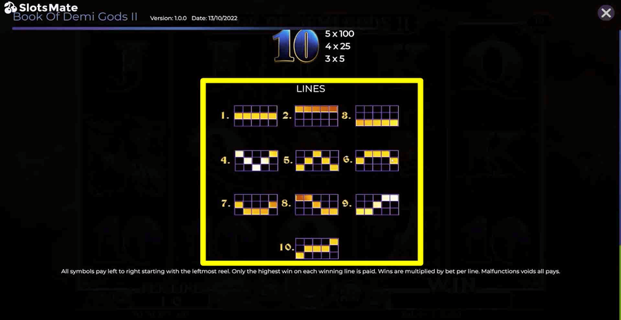 Book Of Demi Gods 2 Paylines