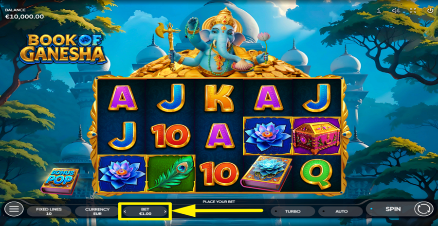 Book Of Ganesha Adjust Bet
