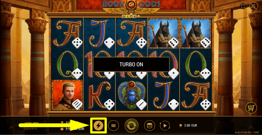 Book Of Gods Dice Turbo Feature