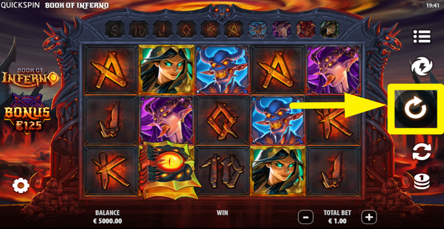 Book Of Inferno Spin Button