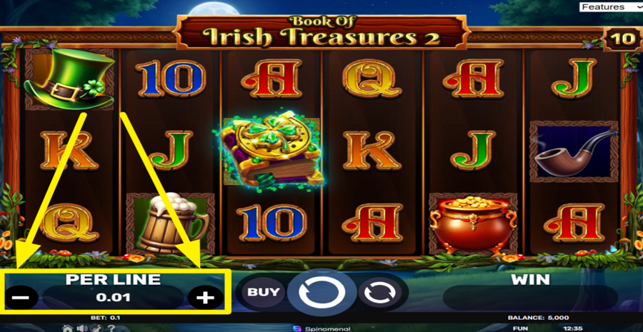 Book Of Irish Treasures 2 Adjust Bet
