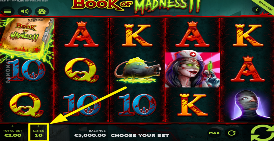 Book Of Madness 2 Adjust Bet Lines