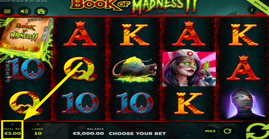 Book Of Madness 2 Adjust Total Bet