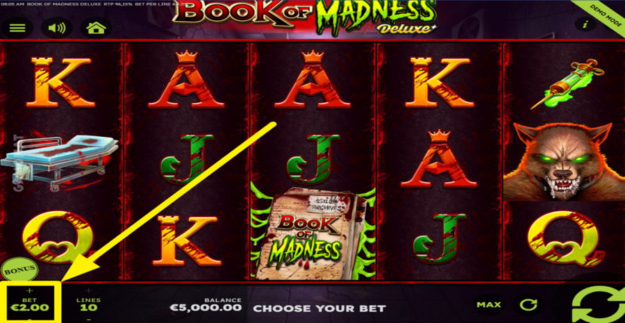 Book Of Madness Deluxe Adjust Total Bet