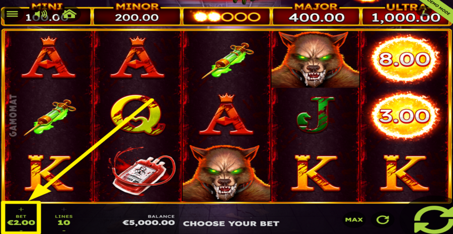 Book Of Madness Flaming Link Adjust Bet