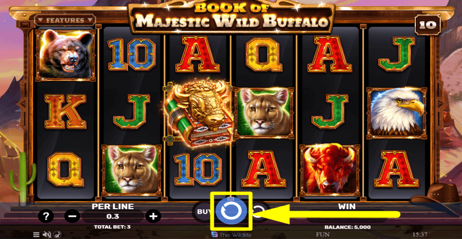 Book Of Majestic Wild Buffalo Spin Button