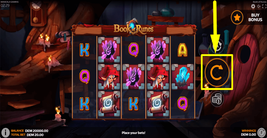 Book Of Runes Spin Button