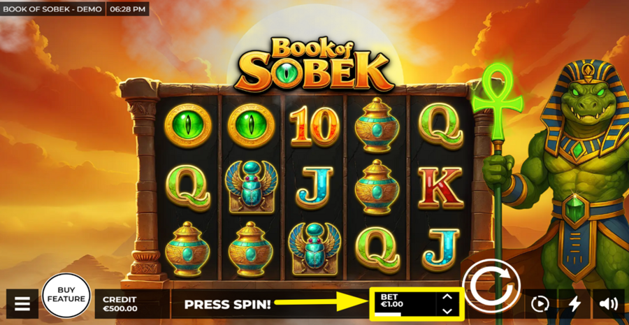 Book Of Sobek Adjust Bet