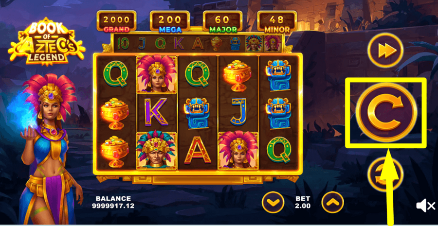 Book Of The Aztecs Legend Spin Button