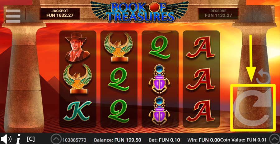Book Of Treasures Spin Button
