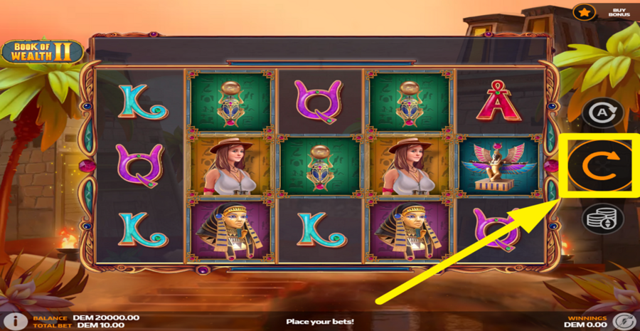Book Of Wealth 2 Spin Button