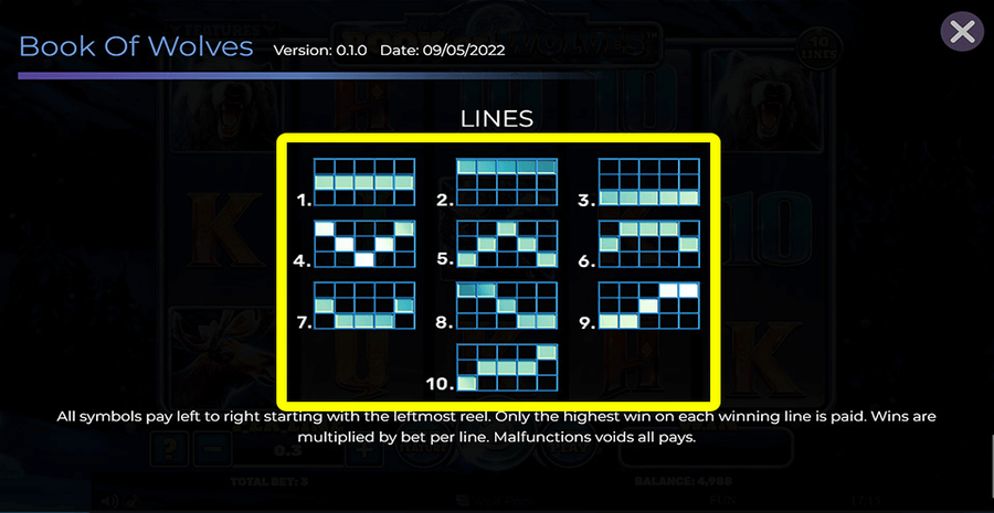 Book Of Wolves Paylines