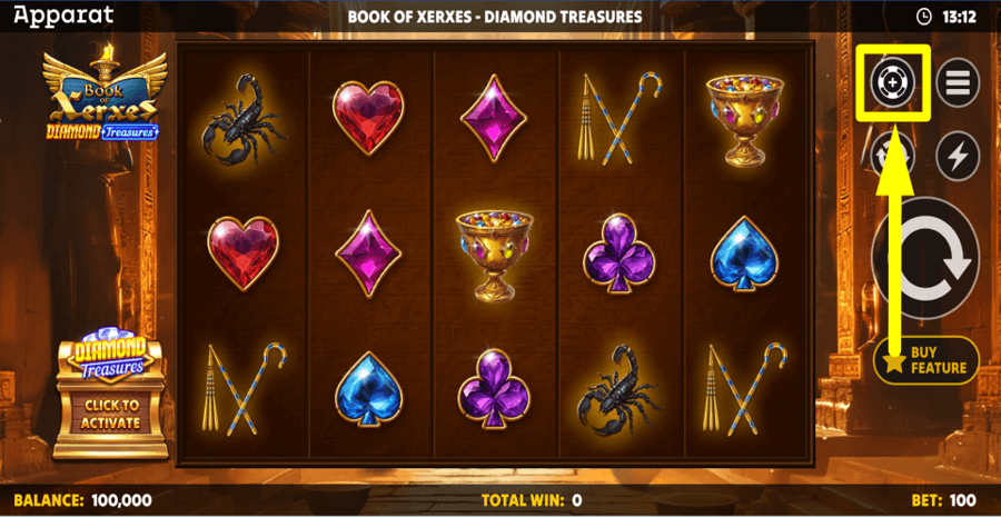 Book Of Xerxes Diamond Treasures Bet Value