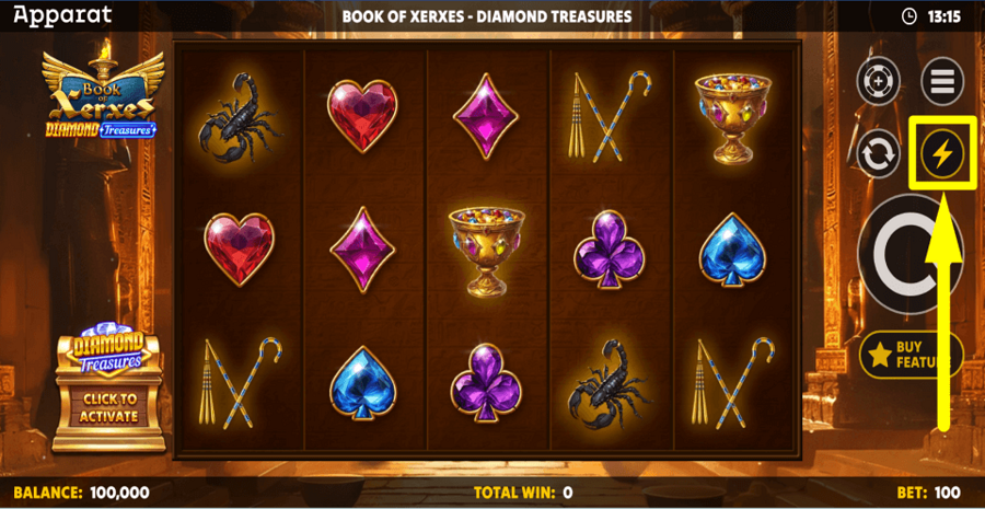 Book Of Xerxes Diamond Treasures Turbo Feature