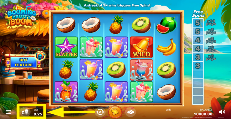 Booming Fruity Boom Adjust Bet