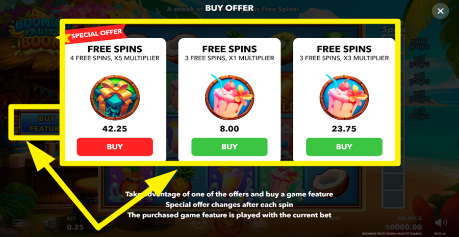 Booming Fruity Boom Buy Bonus