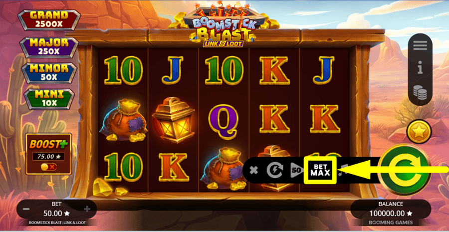 Boomstick Blast Link And Loot Bet Max Button