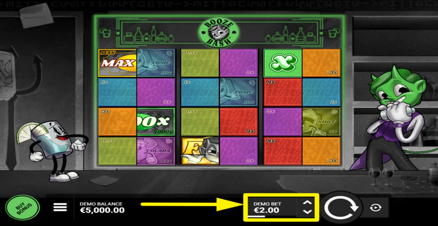 Booze Bash Adjust Bet