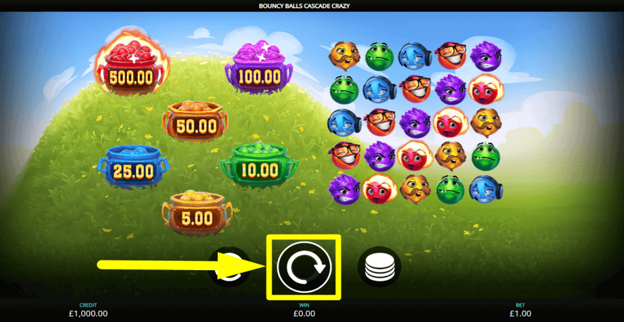 Bouncy Balls Cascade Crazy Spin Button