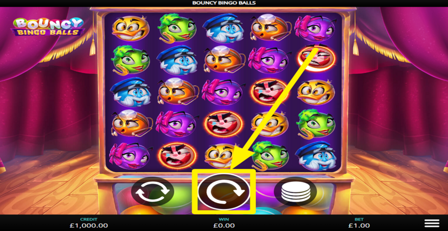 Bouncy Bingo Balls Spin Button