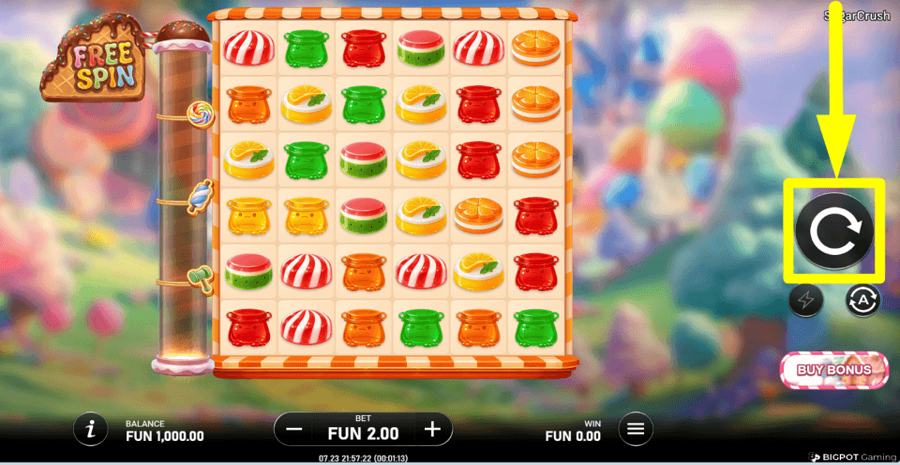 Bp Games Sugar Crush Spin Button