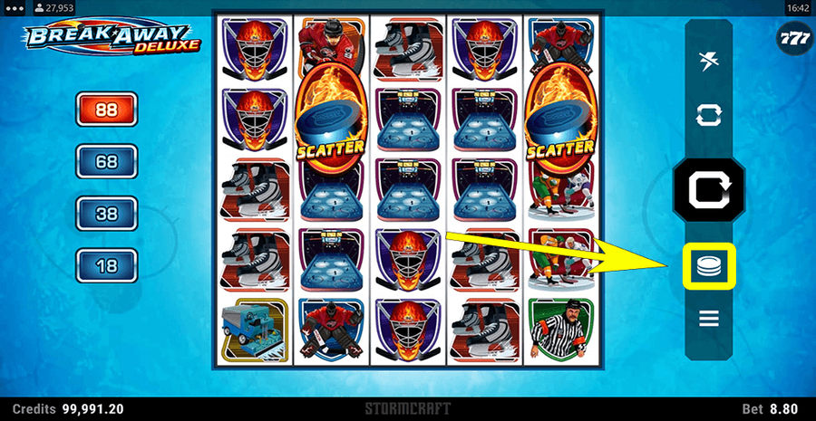 Break Away Deluxe Bet Selection