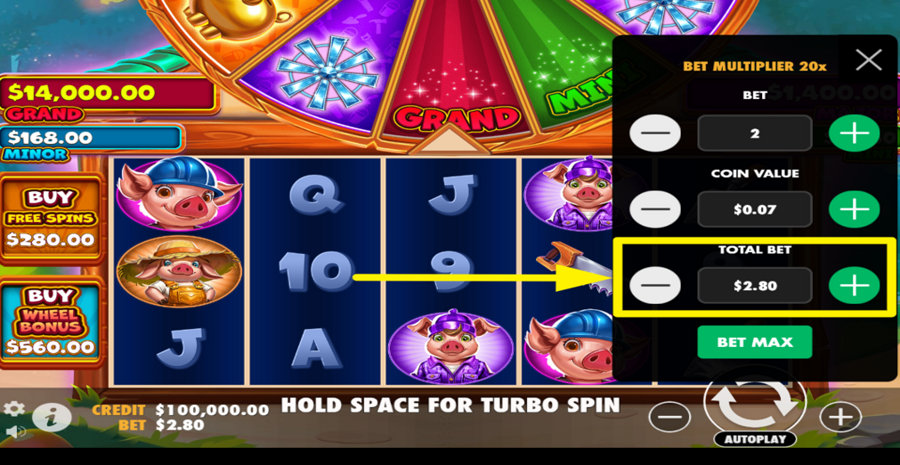 Brick House Bonanza Adjust Total Bet