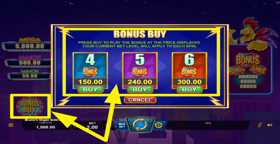 Brunos Vegas Gold Blitz Bonus Buy