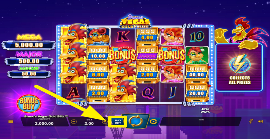 Brunos Vegas Gold Blitz Max Bet