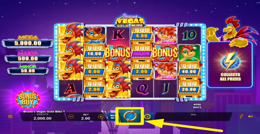 Brunos Vegas Gold Blitz Slot Review, Bonuses & Free Play (96% RTP)