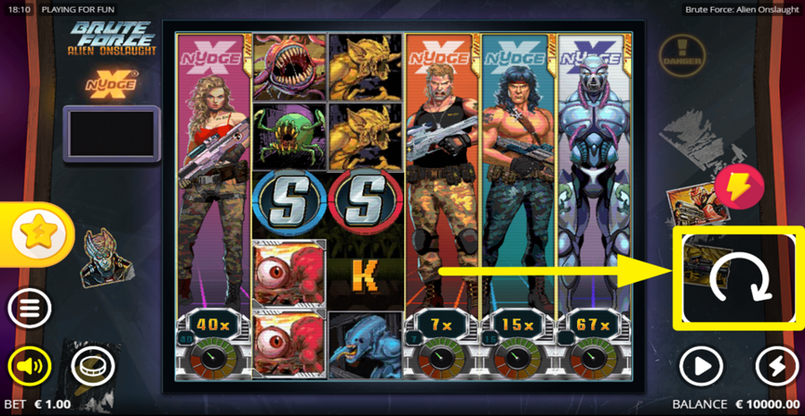 Brute Force Alien Onslaught Spin