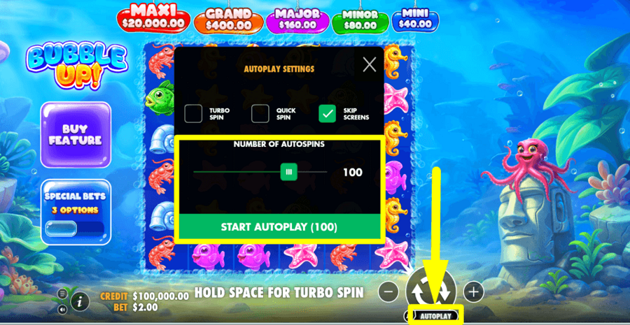 Bubble Up Autoplay Feature
