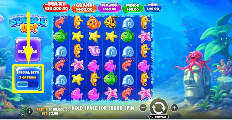 Bubble Up Special Bets Feature