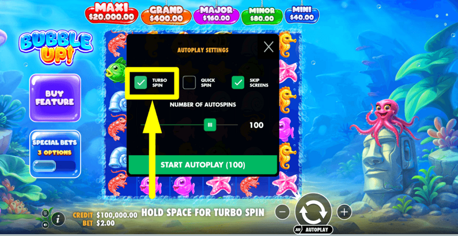 Bubble Up Turbo Feature