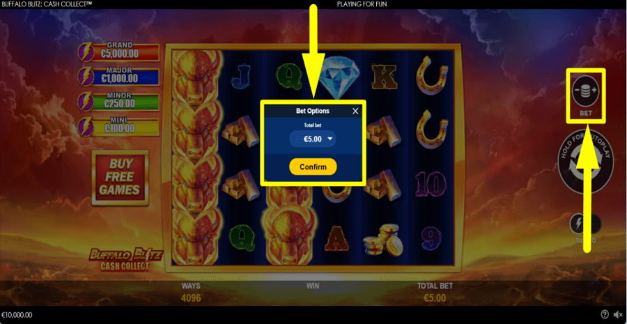 Buffalo Blitz Cash Collect Bet Value