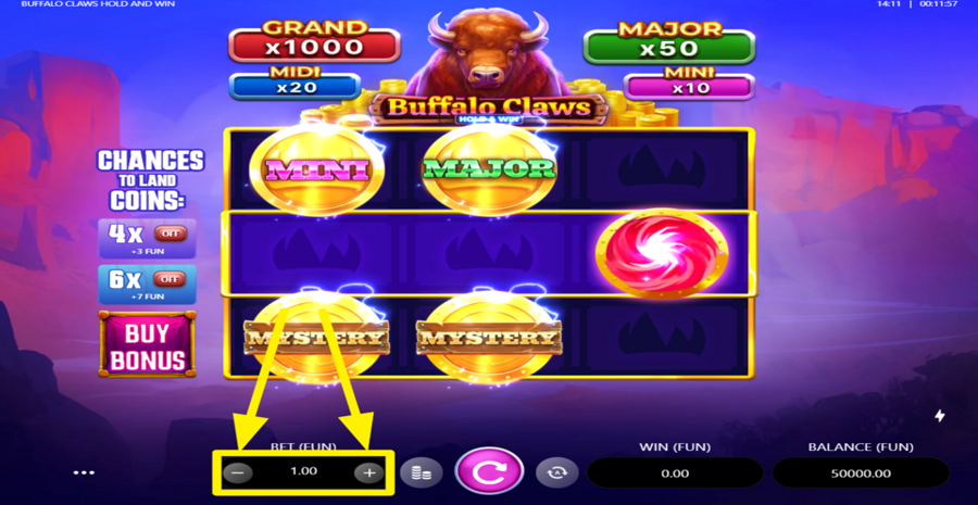 Buffalo Claws Adjust Bet