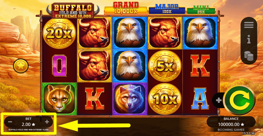 Buffalo Hold And Win Extreme 10000 Bet Value