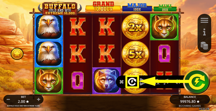 Buffalo Hold And Win Extreme 10000 Turbo Feature