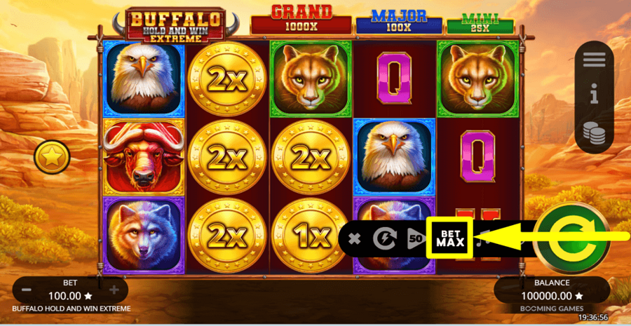 Buffalo Hold And Win Extreme Bet Max Button
