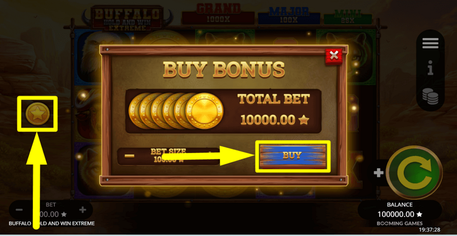 Buffalo Hold And Win Extreme Buy Feature