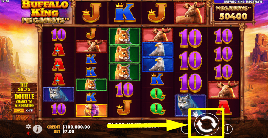 Buffalo King Megaways Spin Button