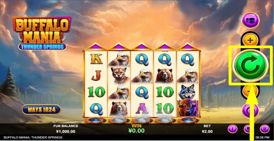 Buffalo Mania Thunder Springs Spin Button