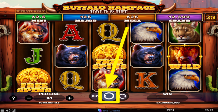 Buffalo Rampage Hold And Hit Spin Button