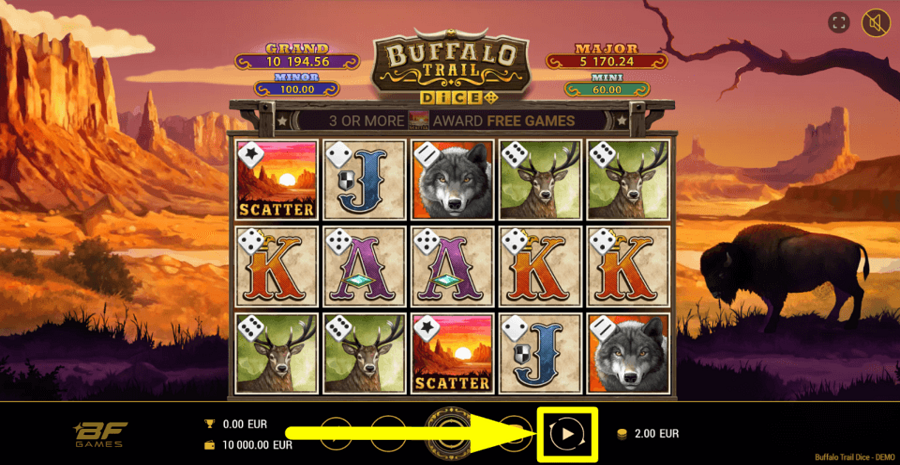 Buffalo Trail Dice Autoplay Feature