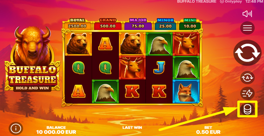 Buffalo Treasure Hold And Win Adjust Bet