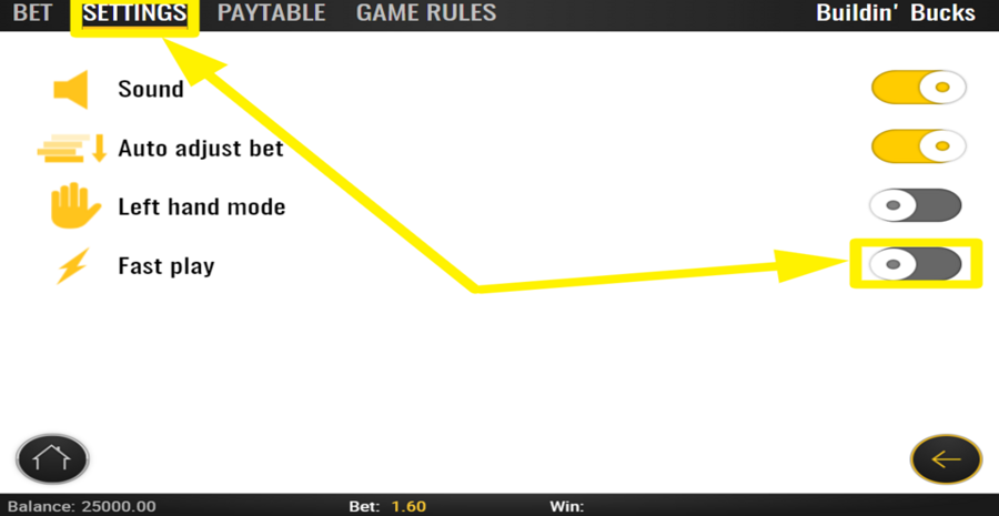 Buildin Bucks Fast Play