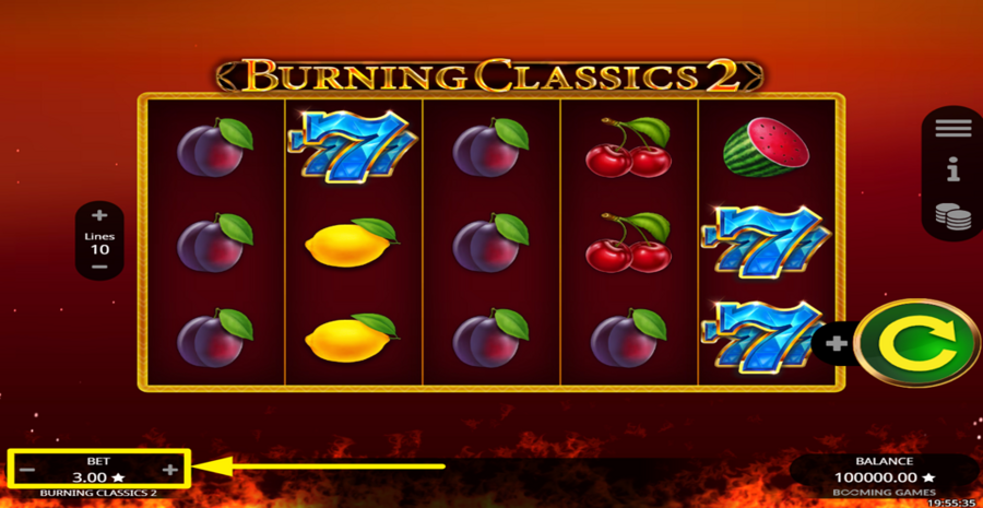 Burning Classics 2 Adjust Bet