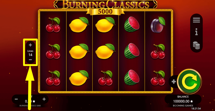 Burning Classics 5000 Adjustable Paylines